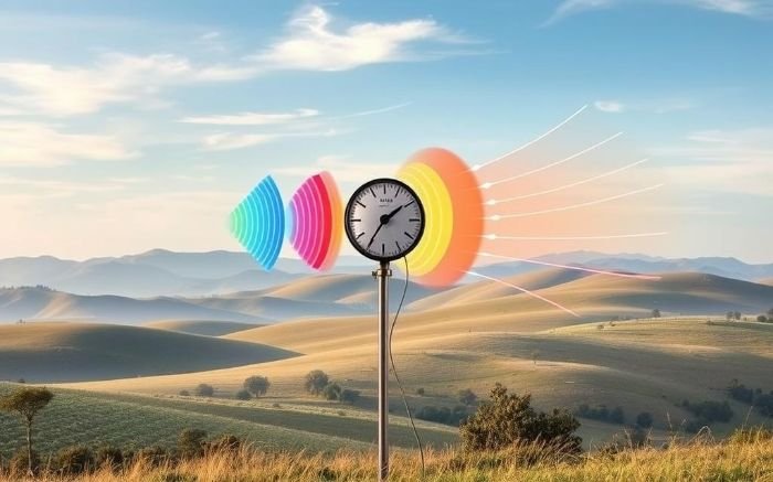 Doppler wind measurement concept comparing traditional anemometry with advanced Doppler technology for accurate wind data.