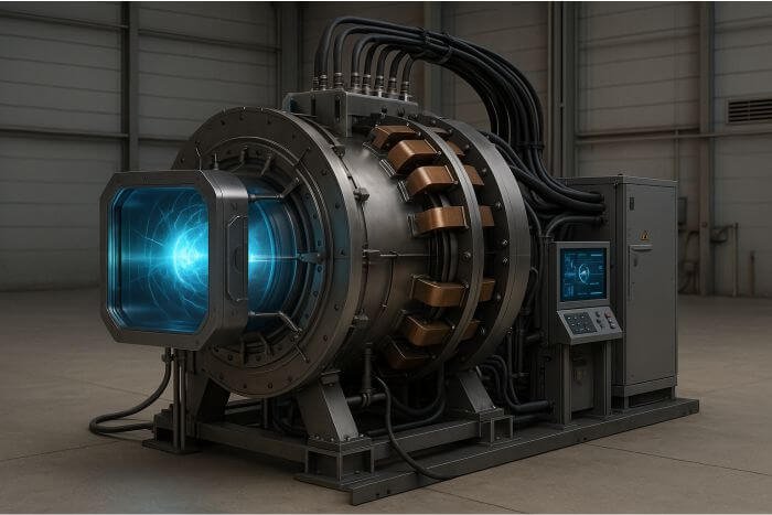 Nitrogen fusion system showing operational reactor core and control module