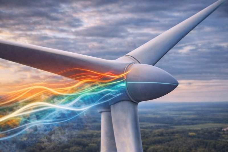 Visualization of airflow over a wind turbine blade demonstrating angle of attack in rotor aerodynamics