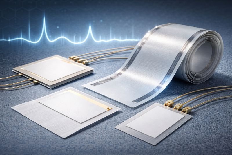 Flexible PVDF piezoelectric polymer film sensors used for vibration energy harvesting and wearable electronics