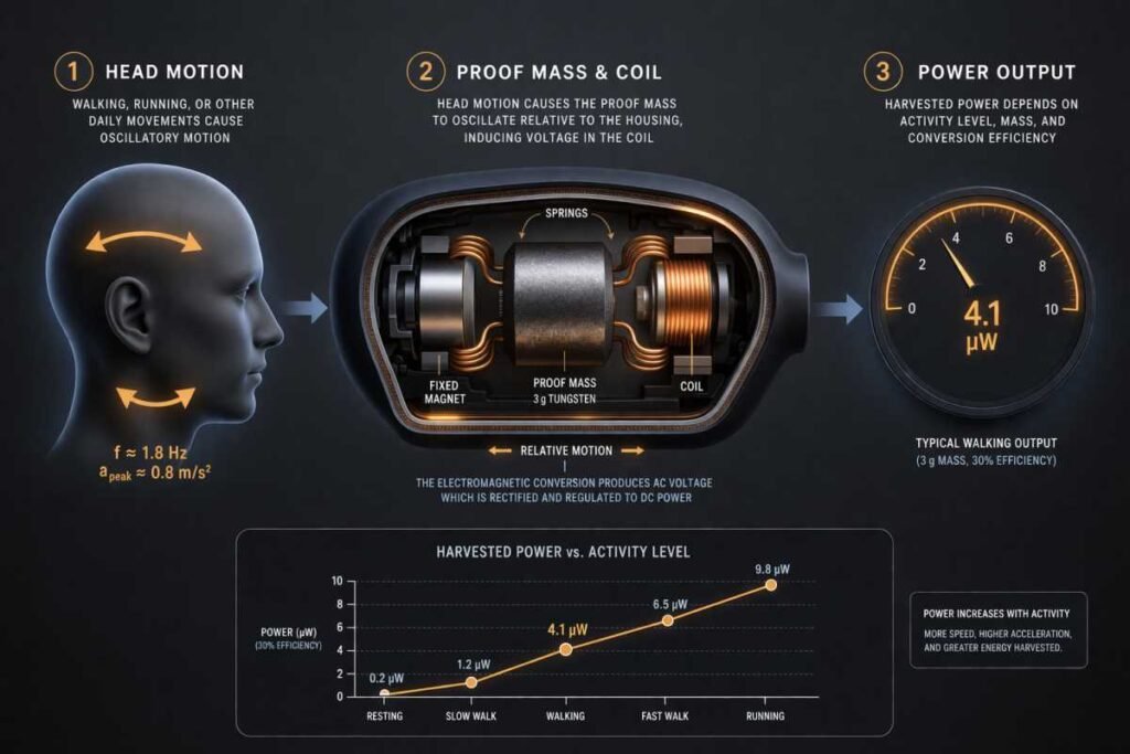 motion powered earbuds power harvesting physics diagram